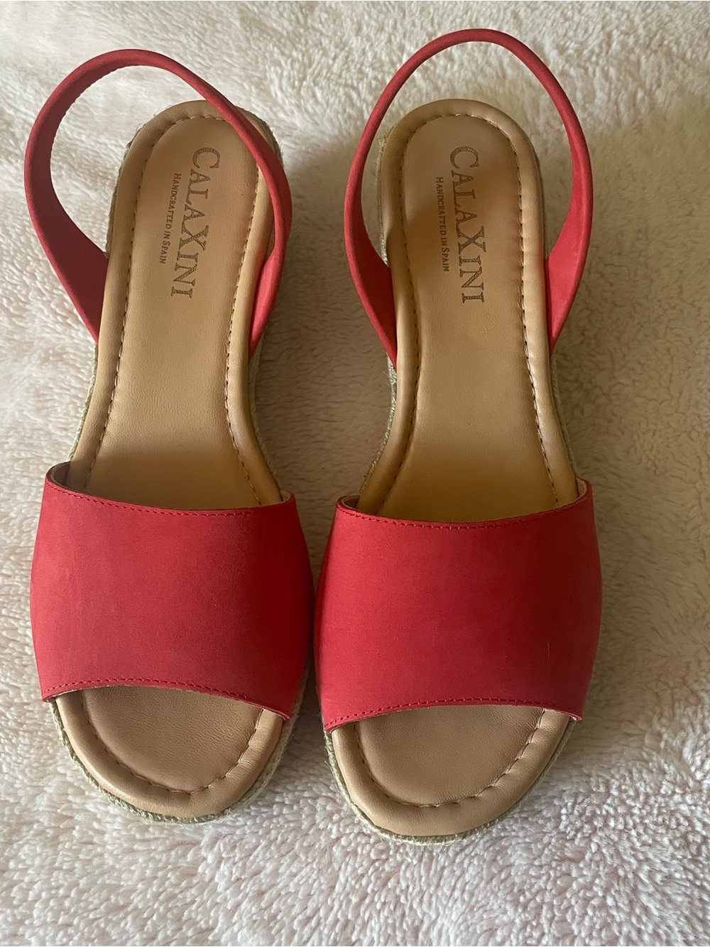 Calaxini Red Slingback Espadrille Sandal,Size 39-8-1/2